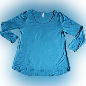 LuLaRoe Lynnae Women's Aqua Blue Long Sleeve Top